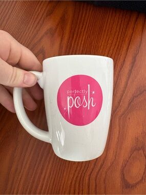 Perfectly Posh White Mug with Bright Pink Logo